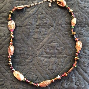 Elegant Abalone & Peacock Austrian Crystal Necklace- $40 or $35 w/offer 152A